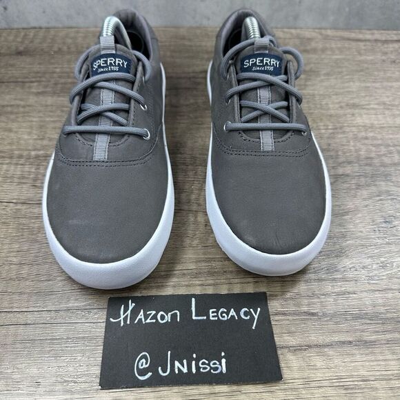 Sperry~Boy’s~”Spinnaker” Gray Leather Top Sider Shoes Casual Sneaker~Size 3M - Picture 3 of 8